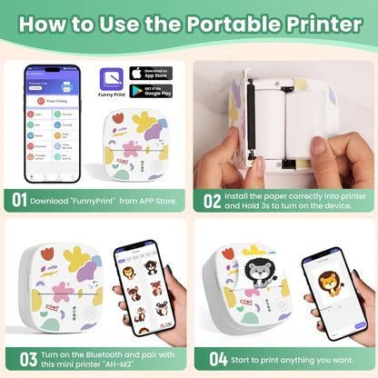 MINI Portable Sticker Printer. Bluetooth Inkless Printpods,Pocket Label Maker Suitable for creative kids