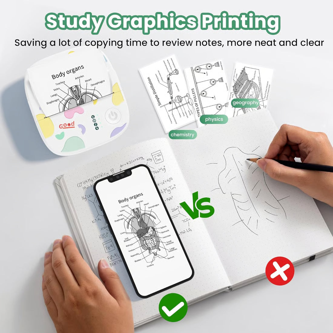 MINI Portable Sticker Printer. Bluetooth Inkless Printpods,Pocket Label Maker Suitable for creative kids